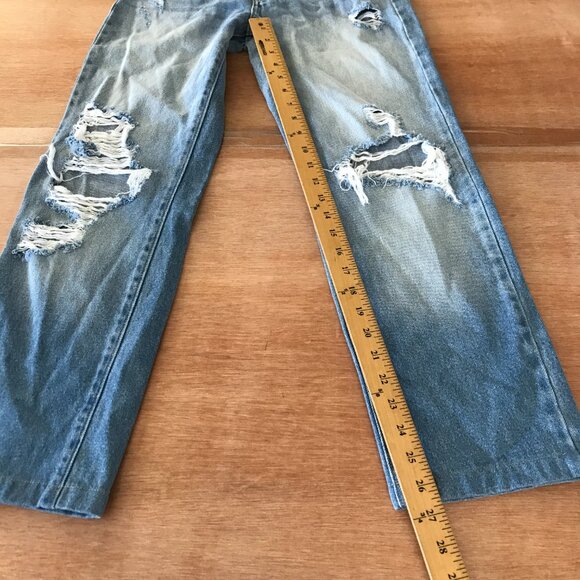 Cello Jean Women 00/23 Blue High Rise Distressed Destroyed Button Fly Preppy - Picture 10 of 14